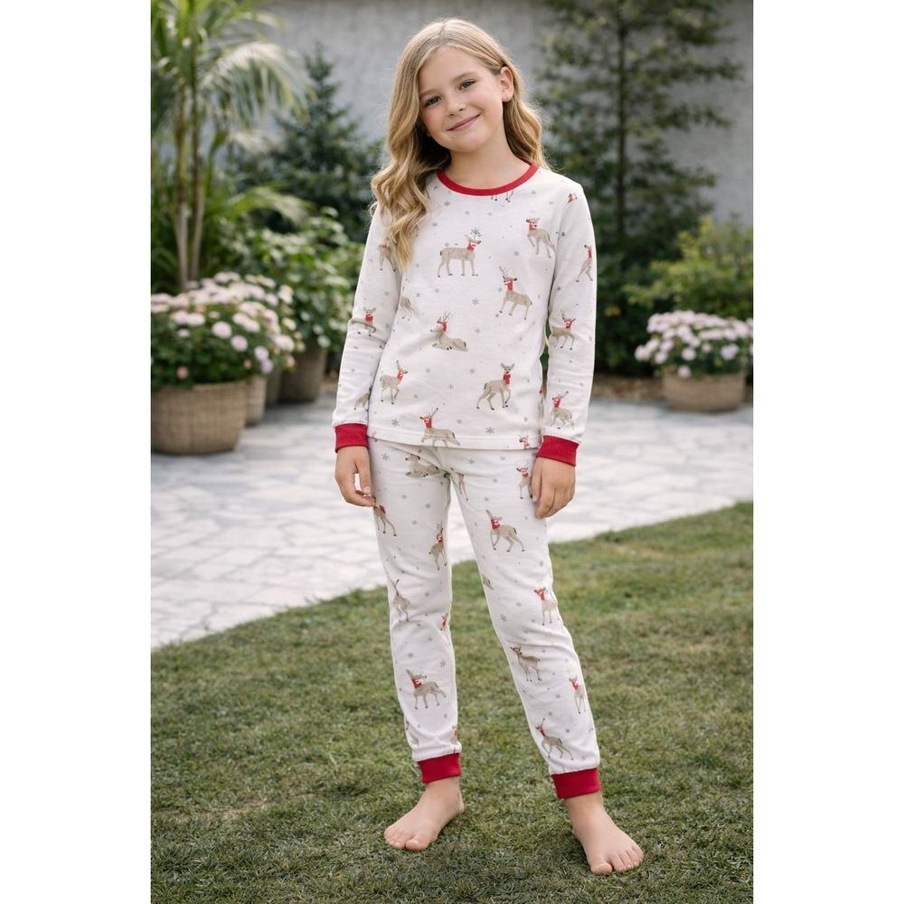 KYTE‎ BABY Pajama Set 6T Unisex Reindeer Print Kids Soft Sleepwear Bamboo Blend